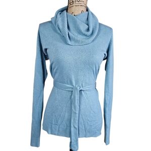 New York & Company Sky Blue Cowl Neck Sweater